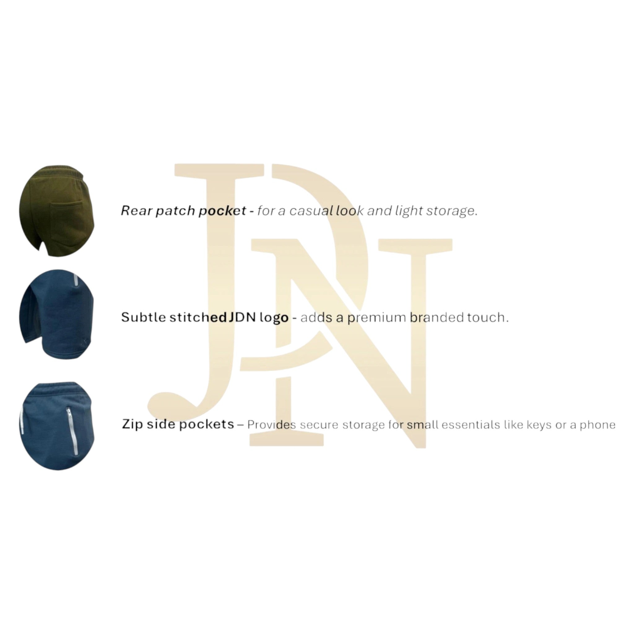 Men’s JDN fleece shorts with white drawstring, elastic waistband, and soft cotton-blend fabric – casual gym or lounge wear